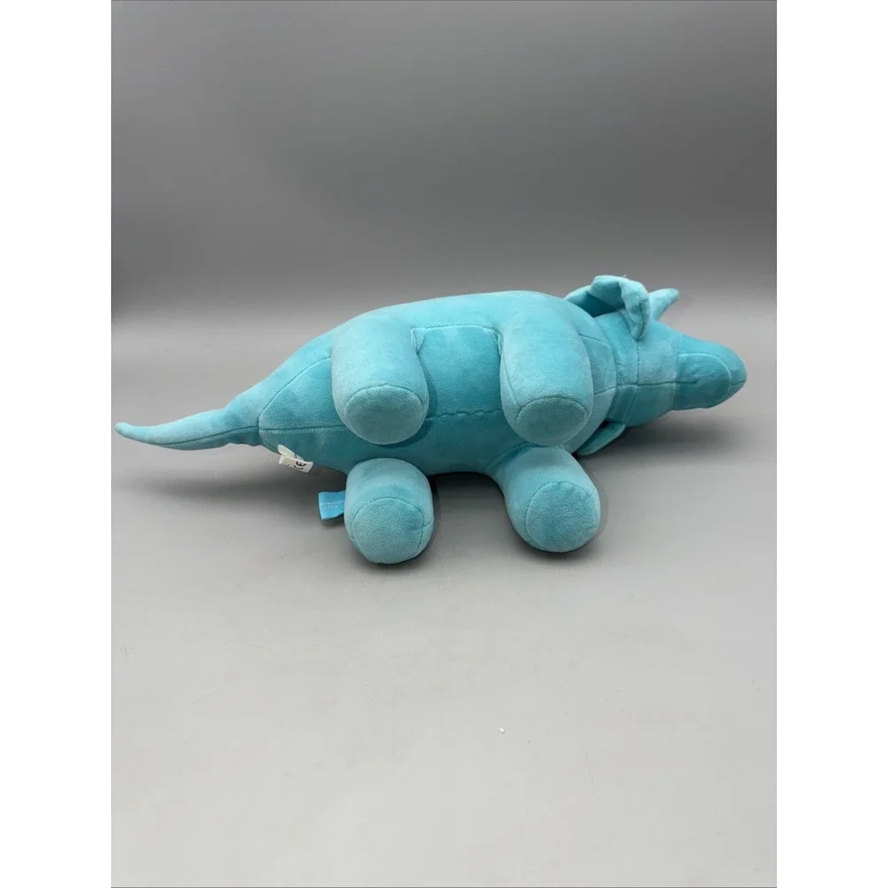 Manhattan Toy Velveteen Dino Spike Triceratops Weighted Blue Dinosaur Plush 18